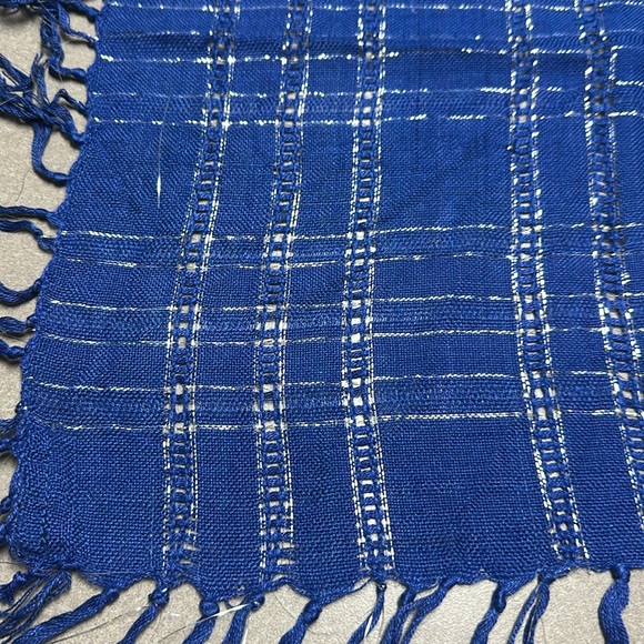 Beautiful royal blue square 31” by 31” table topper, shawl, or scarf. You decide - Picture 3 of 12